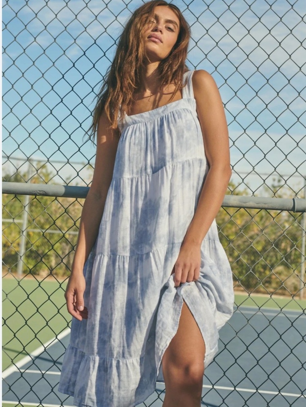 Rails Amaya Cascade Blue Tie Dye MIDI Dress, Size Small